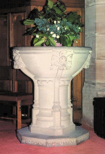 Photo of the grey stone font